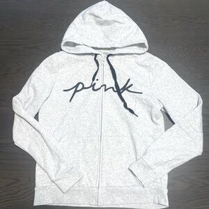 PINK VS Full Zip Hoodie, Hearhered Gray, Small